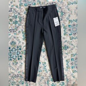 Zara Black Tailored Dress Pants with Satin Stripe